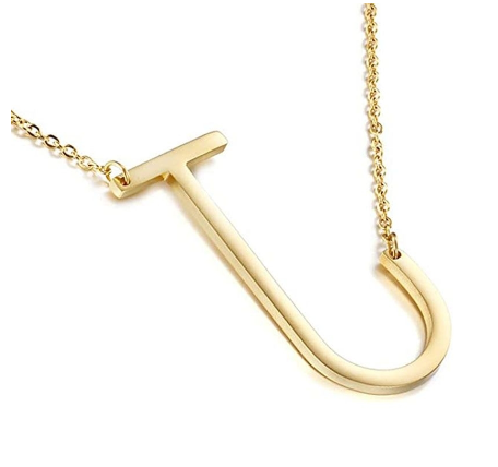 Stainless Chain with Letter Pendant Necklace J