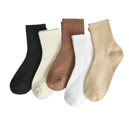 Lovito Casual Plain Soft Moisture-wicking Athletic Crew Socks for Women L8LD087 (White/Off White/Khaki/Brown/Black)