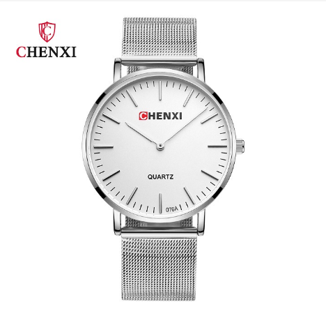 CHENXI Ultra-Slim Minimalist Design Fashion Men Business Quartz Watch Gold Silver Stainless Steel Mesh Strap M3