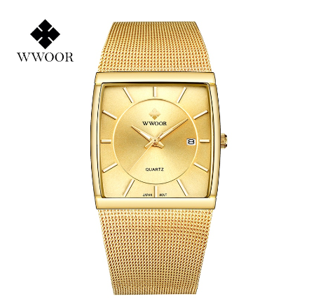 Wwoor Men Watch Top Luxury Waterproof Able Business Watch GOLD PLATE