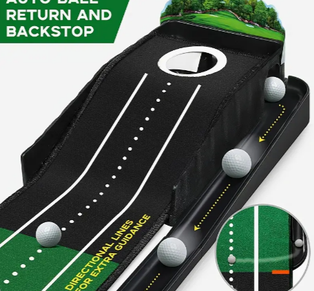 1pc Mini Golf Putting Green Mat For Indoors And Outdoor, Portable Golf Putting Matt With Ball Return And 1 Hole, Golf Training And Practice Equipment