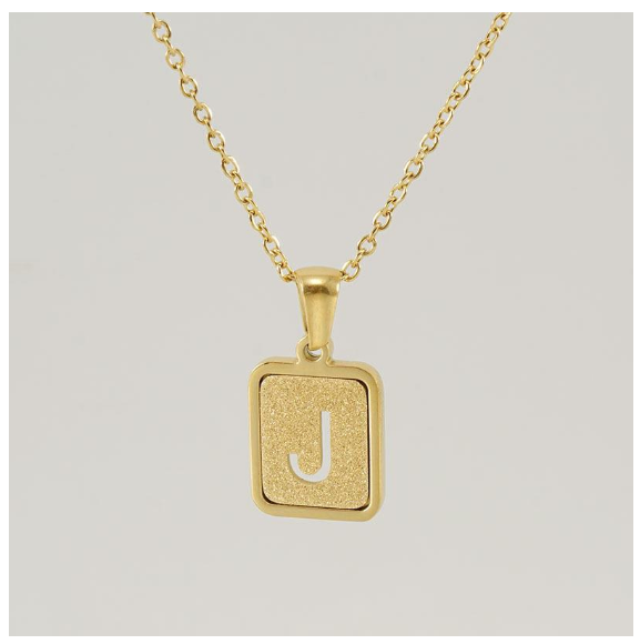 Fashionable 18K Stainless Steel Hollowed Out 26 Capital Letters Necklace for Womens Titanium Steel Letter Pendant Collarbone Chain J