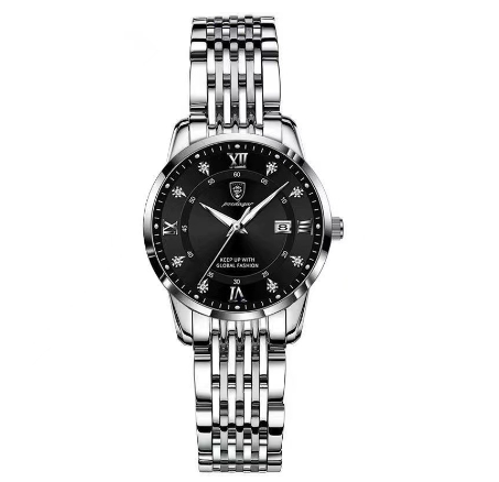 POEDAGAR luxury watch for woman original waterproof sale now fashion korean style stainless steel calendar luminous display Watch BLACK