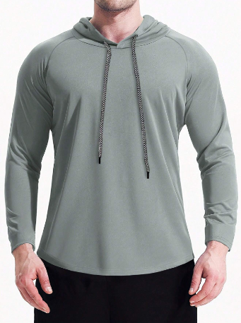 Manfinity Running Men's Solid Color Drawstring Hoodies Sweatshirt School