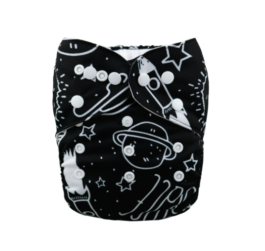 Alva Baby Cloth Diapers 1Set With Bamboo Charcoal Insert Printed Washable Diapers Cloth Diaper Pocket Nappy D40