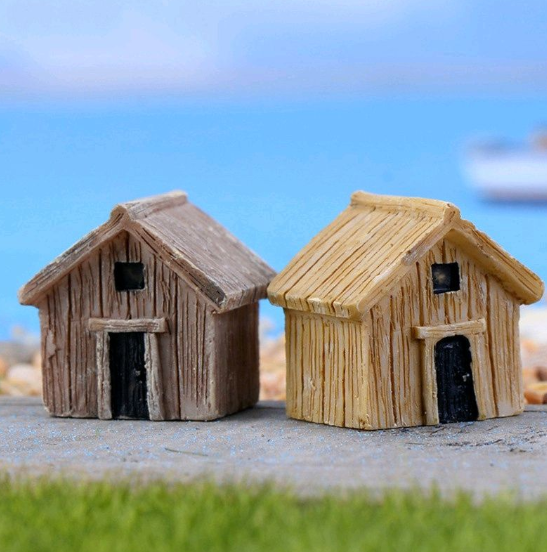 Mini Wooden House Miniature Resin Fairy Garden Diorama Landscape Model Dollhouse Ornament