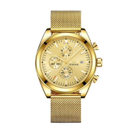 Wwoor Men Watch Waterproof Newest Original Fashion Casual Watches For Stainless Steel Gold Analog Water Proof ALL GOLD