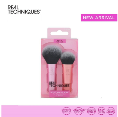 Real Techniques Mini Brush Duo - Mini Multitask Makeup Brush and Mini Expert Face Brush