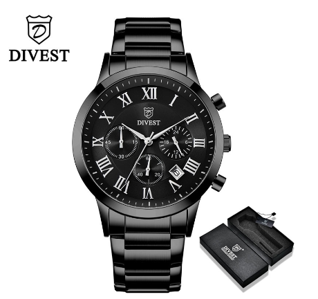 DIVEST Men's Watches Fashion Sport Business Casual Men Watch Quartz Waterproof Date Chrono 9009 M6