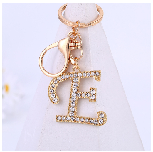 New A-Z 26 Letter Key Chains Stainless Steel Keychain Charm Fashion Accessories Key Ornaments E