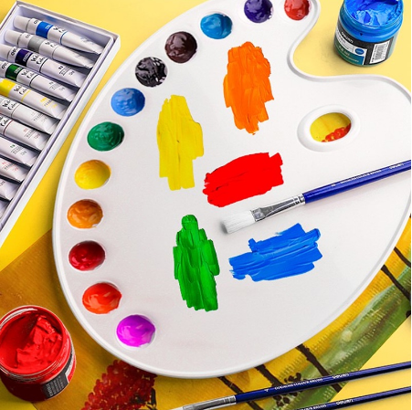 Deli Plastic Painting Palette 12Colors Acrylic Oil Gouache Art Supplies Stationery 68300