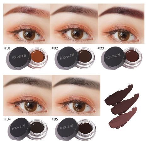 FOCALLURE 5 Colors Eyebrow Cream Gel Makeup With Brush Eyebrow Powder Deep Brow Makeup Brow Stamp Styling Eyebrow