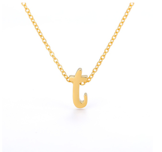 Maxzone Tiny Initial Letter Necklaces For Women Stainless Steel Old English Letter Vintage Necklace Boho Birthday Gothic Jewelry Gift T