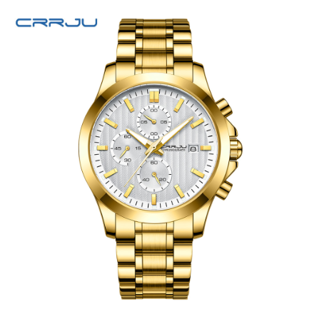 CRRJU Men's Watch Top Luxury Stainless Steel Strap Luminous Hands Business Casual Waterproof 2310X 002