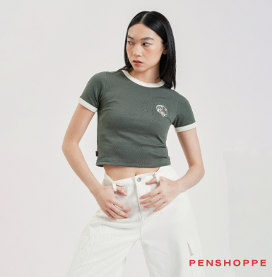 Penshoppe Marvel Iron Man Slim Fit Graphic T-Shirt For Women Olive