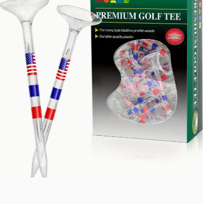 50pcs Transparent Golf Tees, Large Round Cup American Flag Unbreakable Plastic Long Golf Tees, Reducing Friction And Side Spining, Outdoor Golf Accessories
