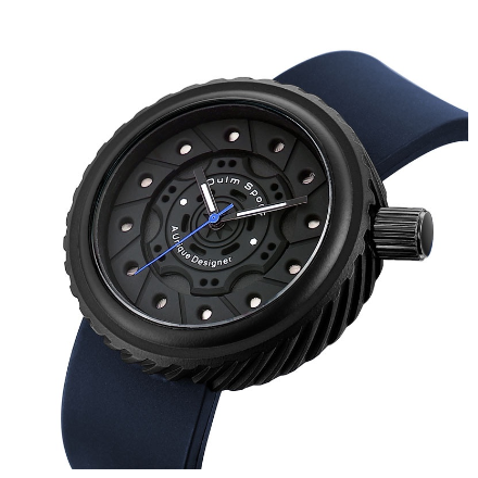 Oulm Unique Tire Shape Dial Watch Men's Silicone Sports Waterproof Watch BLUE