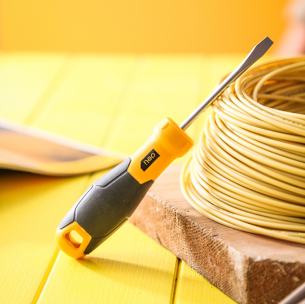 Deli 5x75mm Industrial Mini 1Pcs Slotted Screwdriver With TPR Handle EDL6350751