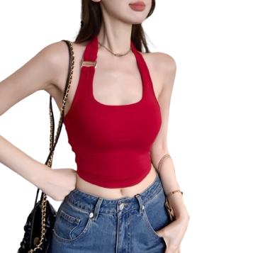 Lovito Women Metal Cami Top LNA29237 (Red)