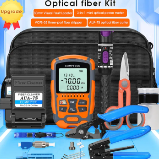 New AUA-M7 optical fiber tool set optical power meter optical fiber cutter visual fault locator optical fiber tester -70~+10dbm optical fiber stripper optical fiber tool cold connection tool