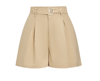 Lovito Women Elegant Plain Belted Shorts L74ED143