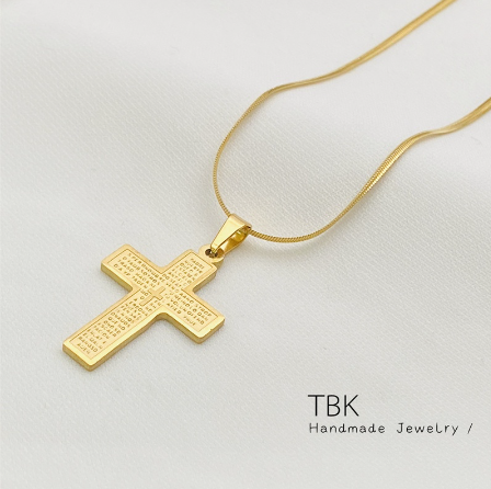 TBK 18K Golden Cross Stainless Steel Necklace For Women Men Necklace Religious 20