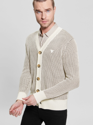 GUESS Tom Long Sleeves Cardi Bicolor Stitch
