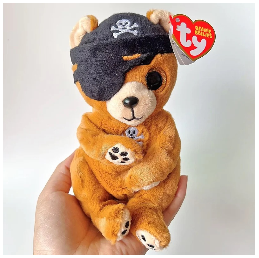 15cm TY Beanie Bellies Scully the Brown Pirate Bear Stuffed Animals 15cm Soft Doll Toy Christmas Gift Kids Toys Kawaii Plush C6