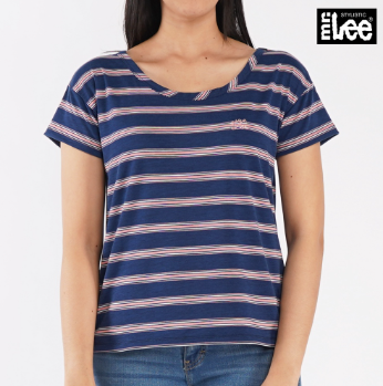 Stylistic Mr. Lee Ladies Basic Tees Round Neck Striped Shirt for Women Regular Fit 123536 Blue