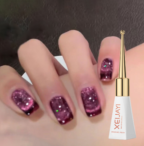 Holographic Glitter Cat Eye Gel PolishGrape Purple Magnetic Nail Art for Home Salon DIY - UV LED Soak Off