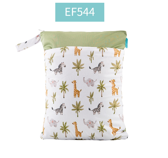 Happy Flute 1PC Reusable Waterproof Fashion Prints Wet And Dry Diaper Bag Double Pocket Cloth Handle Wetbags 30x40CM S7