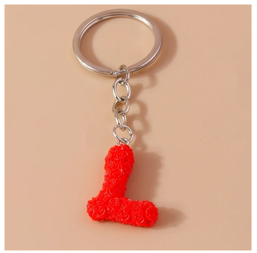 Fashion Rose 26 Letter Keychains Sweet Flower A-Z Alphabet Keyrings For Women Handbag Pendant Ornaments Jewelry Accessories L