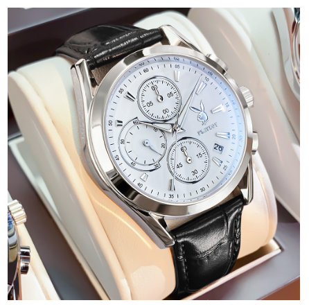 Playboy Watch For Men Luminous Waterproof Calendar Chronograph Comfortable Leather Strap Simple Trendy Men's Watch WHITE DIAL BLACK STRAP
