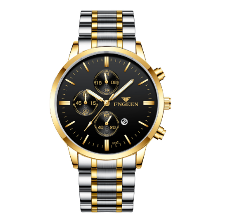 FNGEEN 5128 Men's Quartz Watch SILVER GOLD BLACK