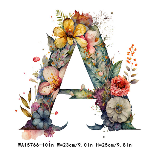 A-Z Letter Visual Design Iron On Transfer For Clothing Dtf Transfers Ready To Press A