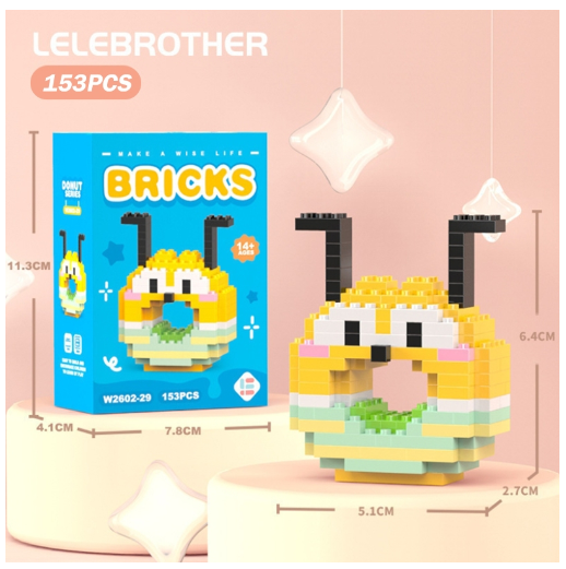 Lboyu Cute Cartoon Donut Building Block Ornaments Compatible with Lego Children's Toys M25