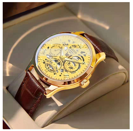 Original Luxury Hollow Stainless Steel Fashion Luminous Waterproof Men's Watch Business Calendar automatic Quartz analog Wrist Watch 0012