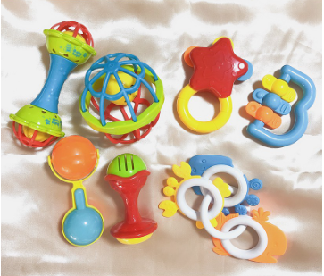 7PCS Set Baby Cute Hand Jingle Bells Toys Colorful Puzzle Shaking Rattle and Teether Toys