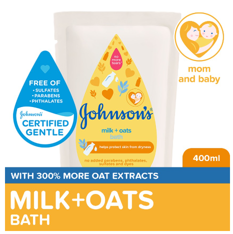 Johnson's Milk + Oats Baby Bath 400ml Refill -Baby Essentials,Baby Care,Baby Wash Body Wash For Baby