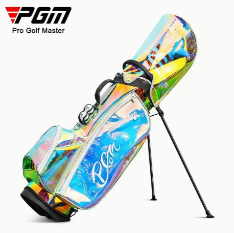 1pc Portable Fashionable Golf Stand Bag, TPU Laser Color Golf Club Storage Bag