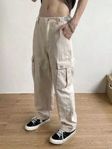 Manfinity EMRG Men's Solid Color Pants With Pocket Design For Casual Daily Wear