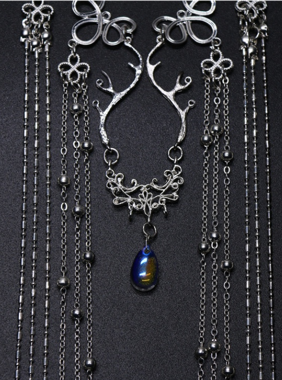 Facial Jewelry Long Tassel Hair wear Waterdrop Hair Clips Crystal Retro Hairband