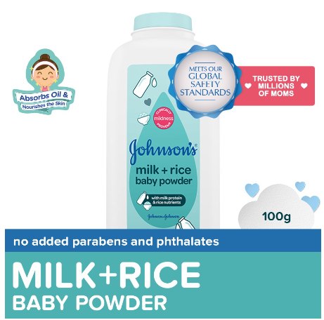 Johnson's Milk+Rice Baby Powder 100g - Baby Essentials, Baby Care
