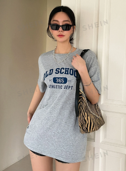 DAZY Letter Graphic Drop Shoulder Tee