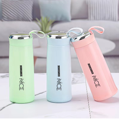 Nice Cup Glass Bottle Tumbler Creative Leakproof Water Cup 400ml Double Layer Stainless