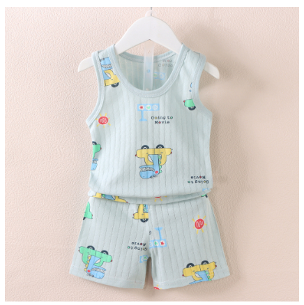 Ready Stock Boys Girls' Cartoon Thin Breathable Sleeveless Vest and Shorts Set BT6