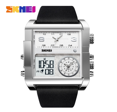 Skmei Waterproof Sports Watch for Men SILVER BLACK WHITE