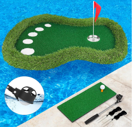 Floating Golf Green for Pool, Floating Chipping Green Mat with Ball Retriever for Pool/Lake, No Drifting Floating Golf Putting Turf Game Set for Golfers