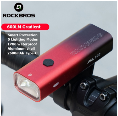 Bike Light 600 Lumen IPX6 Waterproof Bicycle Front Light 4 Models Lamp Intelligent Temperature Control Headlight Bike