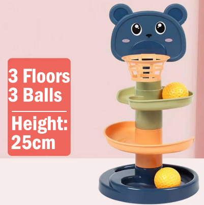 Children's Fun Track Slide Ball Tower Shooting Stacks of High Puzzle Rolling Baby Toys 9/7/5/3 Layer